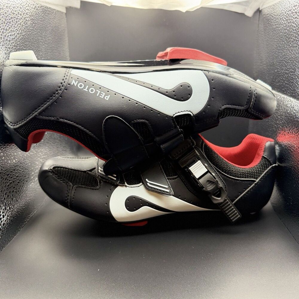 Peloton PL-SH-02 Road Cycling Shoes EU 43 Black/White/Red 3-Bolt - Picture 5 of 6